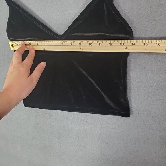 JOHN GALT Womens Crop Tank Top OS Black Velvet Italy V-Neck Goth Witch Punk Sexy - Picture 4 of 8